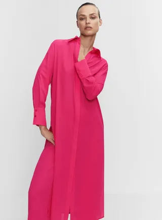 Button Detail Slit Dress 