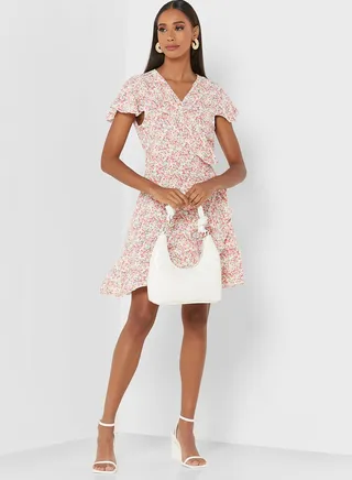 Printed Frilled Detail Dress 