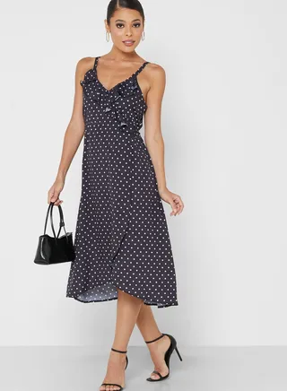 Ruffle Detail Printed Dress