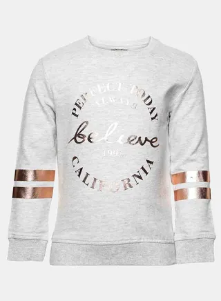 Stylish Printed Round Neck Sweatshirt Light Grey 