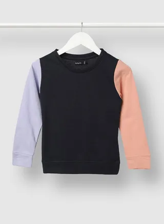 Girls Colourblock Casual Sweatshirt Black 
