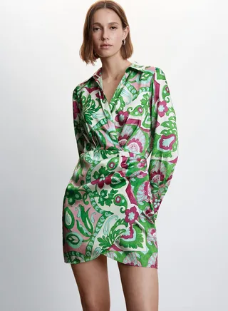 Surplice Neck Printed Dress 