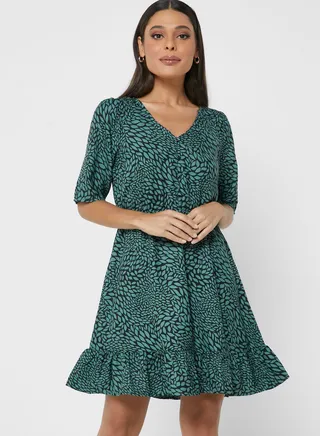 V-Neck Printed Dress 