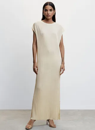 Pleated Satin Dress 