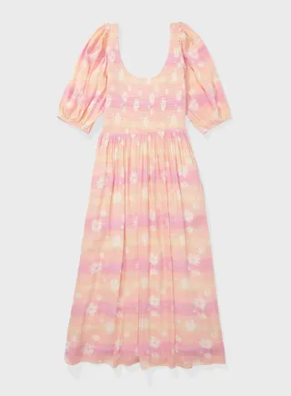 Balloon Sleeve Tiered Dress