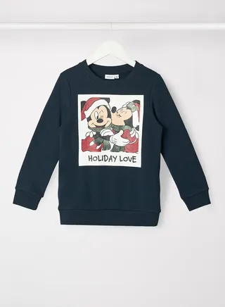 Girls Minnie Mouse Christmas Sweatshirt Navy 
