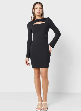 Cut Out Detail Knitted Dress 