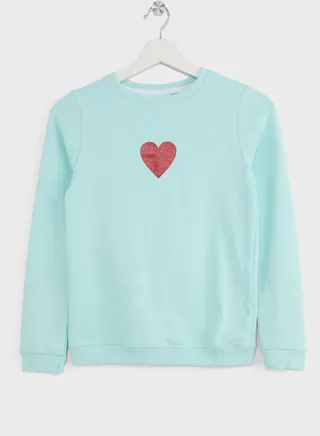 Girls Heart Printed Sweatshirt 