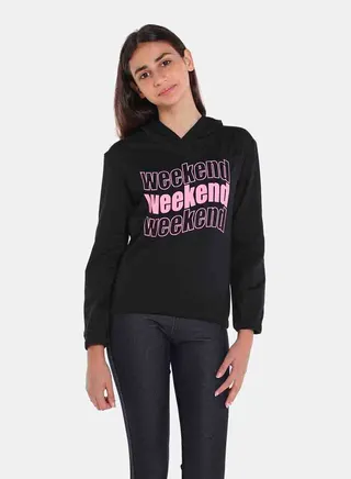 Cotton Blend Fashion Sweatshirt Jet Black 