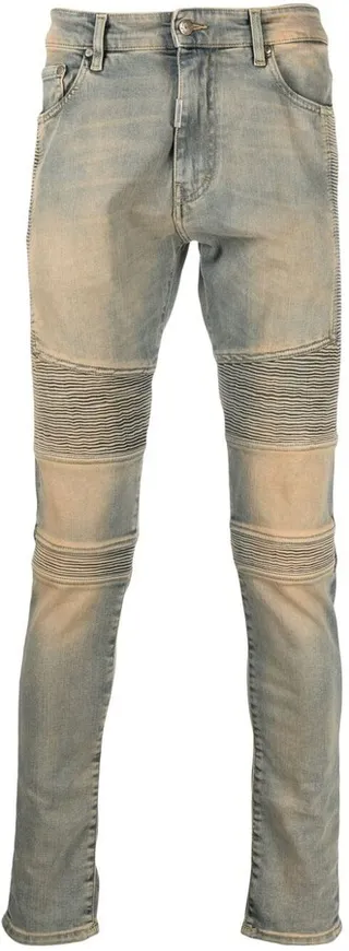 Distressed-Finish Denim Jeans