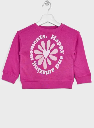 Girls Piping Printed Sweatshirt 