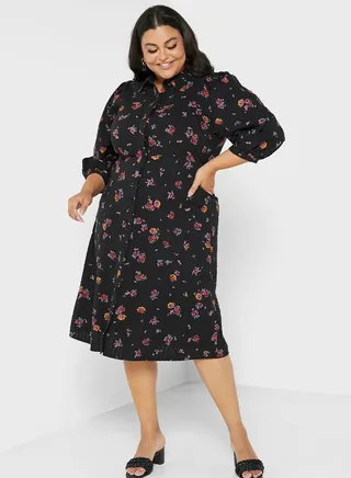 Floral Printed Belted Dress 
