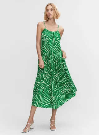Abstract Printed Strap Detail Dress 