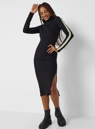 Turtle Neck Ribbed Dress