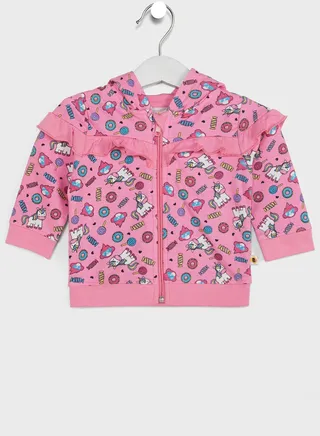 Infant Unicorn Print Ruffle Hoodie 
