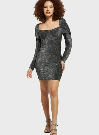Sweetheart Neck Shimmer Bodycon Dress 