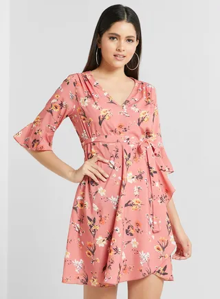 Ruffle Detail Floral Dress 