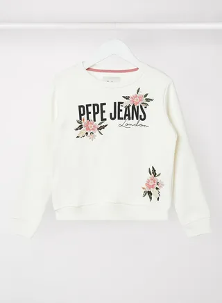 Kids Daisy Embroidery Sweatshirt White 