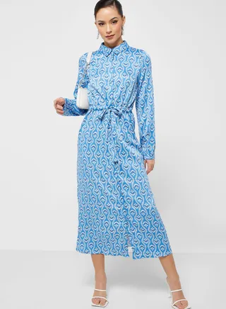 Printed Shirt Dress 