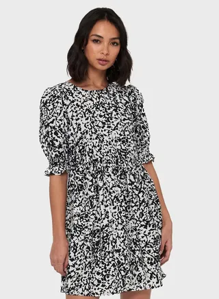Printed Puff Sleeve Dress 