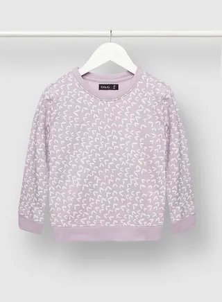 Cotton Girls All Over Printed Sweatshirt White/Purple 