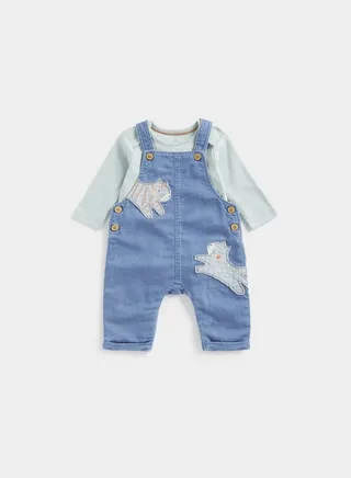 Tiger Denim Dungarees and Bodysuit Set 