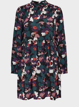 Floral Print High Neck Dress 