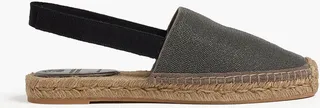 Bead-embellished suede slingback espadrilles