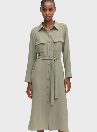 Pocket Detail Button Down Dress 