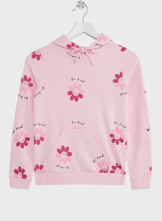 Girls All Over Printed Hoodie With Pocket 