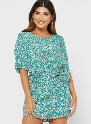 Round Neck Printed Dress