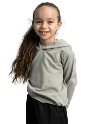 Kids unisex Hooded T-Shirt- Solid Grey Long Sleeve Hoodie 
