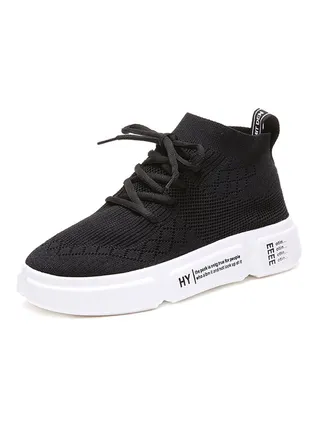 2018 Fashion Breathable Fly Knit Sneakers Black/White 