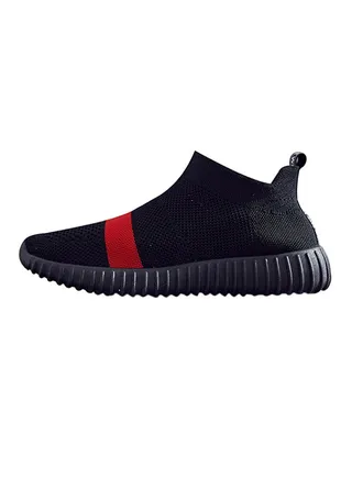 2018 Fashion Breathable Fly Knit Sneakers Black/Red 
