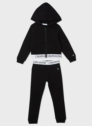Kids Logo Tape Hoodie & Sweatpants Set 