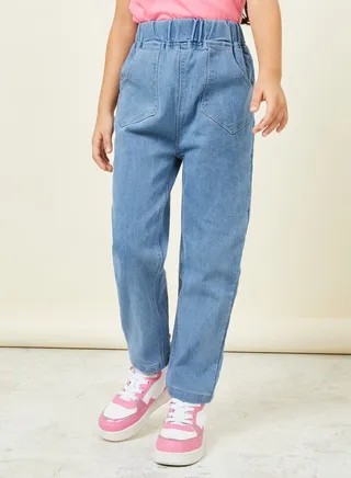 Pocket Detail Paperbag Waist Jeans 