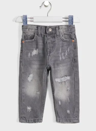 Girls Grey Basic Mom Jean 