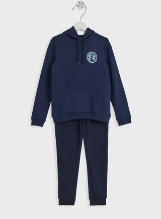 Boys Front And Back Printed Pocket Hoodie And Jogger Set 