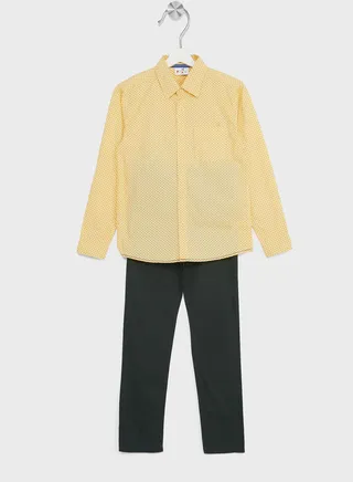 Boys Printed Shirt And Pant Set 