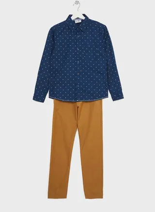 Boys Printed Shirt And Pant Set 