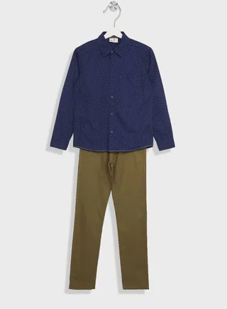 Boys Printed Shirt And Pant Set 