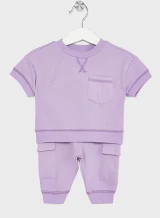 Infant Waffle Sweater And Trackpant 