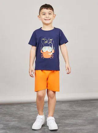 Crab Graphic Print T-shirt and Short Set 