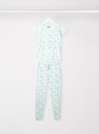 Boys Printed T-Shirt And Jogger Set Green 