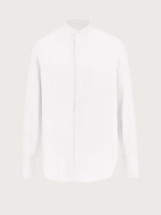 Ferragamo Men Cotton stretch tuxedo shirt White
