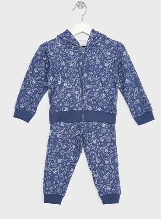 Boys  Basic Solid Zipper Hoodie And Jogger Set 