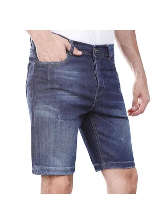 Coup Ripped Jeans Short For Men - Slim Fit - Blue 