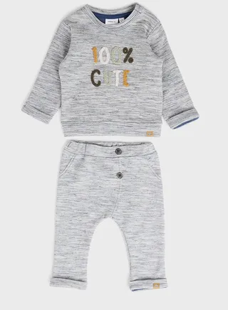 Kids Slogan Pants Set 