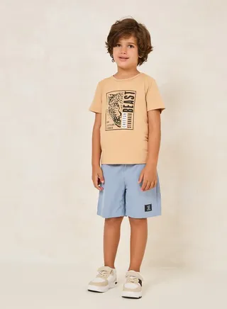 Toddler Boys Printed Tee & Patch Short Set 