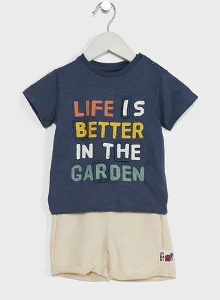 Infant Slogan T-Shirt & Shorts Set 